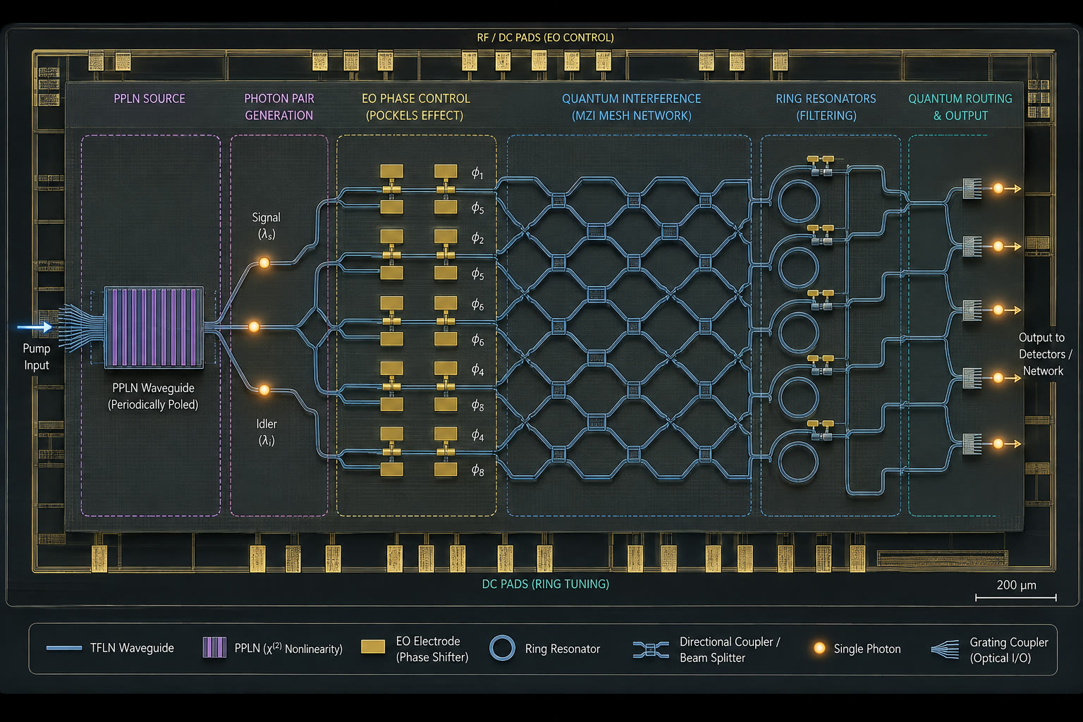 Integrated quantum photonic system architecture