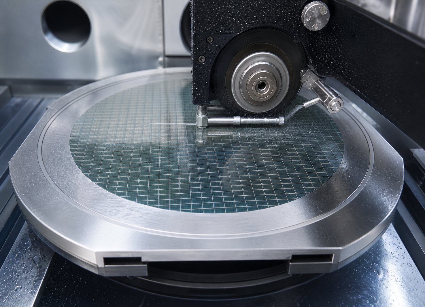 Wafer on a dicing chuck